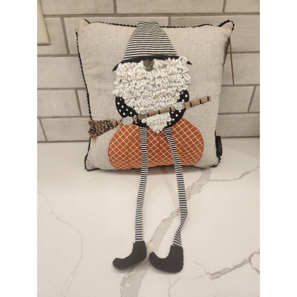 Witch Crafters NWT Halloween Witch Gnome Pumkin With Dangly Legs 11‎ inch Pillow